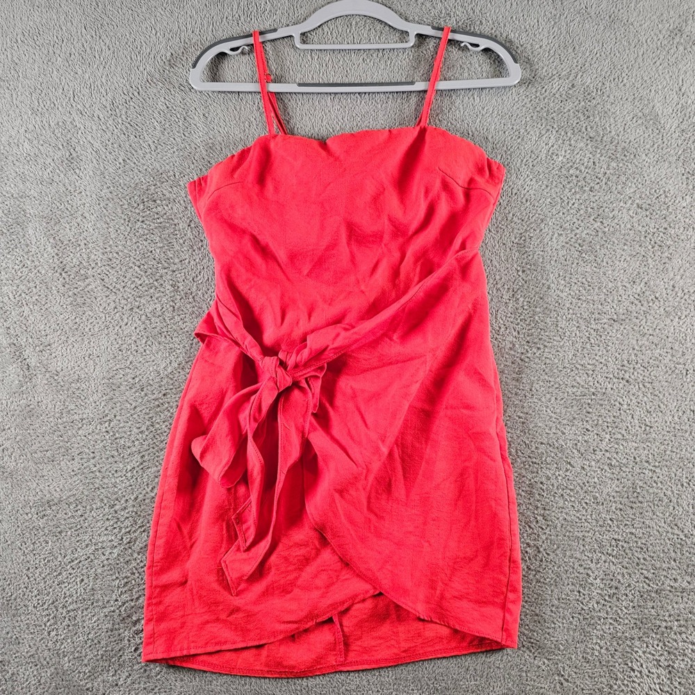 White Fox Red Wrap Front Mini Dress with Cutout Bow Back Size M